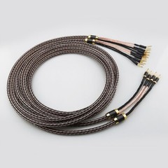 One Pair Braided Litz OFC Copper Speaker Cable Wire HiFi Bi-Wire Banana to Spade