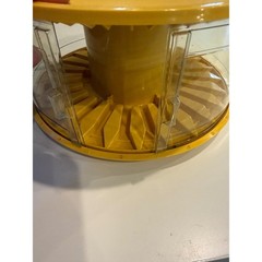 Vintage Dosix Yellow Round Media Storage Carousel Rotating Caddy with Handle