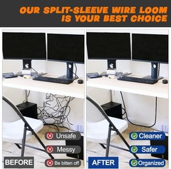 5-50FT Self Wrapping Braided Split Wire Loom Cable Sleeve Harness Management Lot