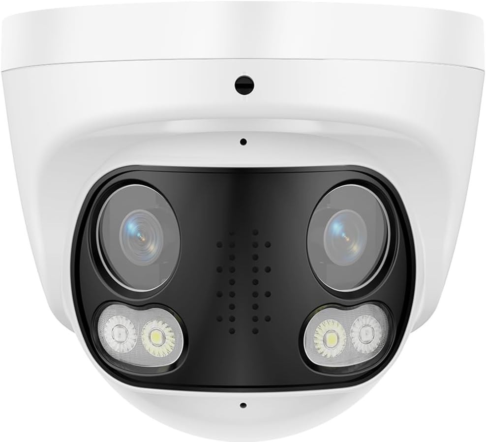 4K 8MP Dual Lens POE IP Camera 180° Panoramic Color Night Vision Metal Housing