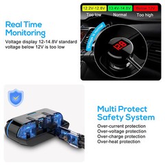 3 Way Cigarette Lighter Socket Splitter, Dual USB Car Charger, Power Adapter 12V