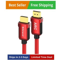 Silkland 4K HDMI ARC Cable for Soundbar, 60Hz 2.0 6.6 Feet, Red