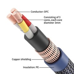 HiFi Audio Power Cable 5N OFC Copper Conductor IEC C15 Female Power Supply Cord