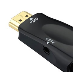 HDMI Male to Gold-Plated VGA Female Adapter w/ 3.5mm Audio Port f PC/Laptop/HDTV