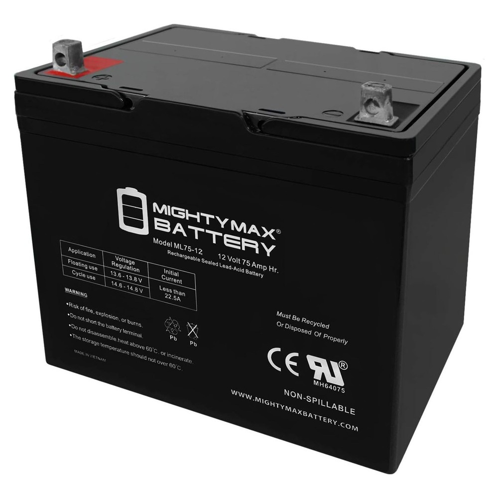 Mighty Max 12V 75Ah AGM Battery Compatible With Universal UB12750