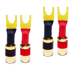 4-Pack Gold Plated Speaker Wire Adapters – Spade to Banana Plug Connectors for S