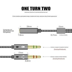 2x 3.5mm Headphone Mic Audio Y Splitter Cable 1 Female to Dual Male Black 8″