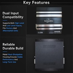 Car Audio Amplifier 3800W 2 Channel Full Range Vehicle Subwoofer Speaker System