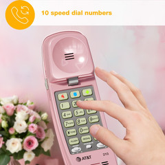 AT&T TRIMLINE 210 Corded Home Phone, No AC Power Required, Improved Pink