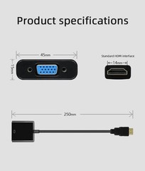080P HDMI Male to VGA Female Video Cable Cord Converter Adapter For PC Monitor