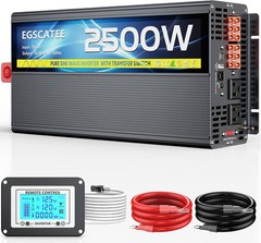 2500W Pure Sine Wave Power Inverter 12V to 120V ATS Remote 5000W Peak New