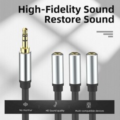 3.5Mm Stereo Audio Splitter Cable, Gold Plated 3.5Mm (1/8″) TRS 1 Male to 3 Fema