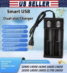 USB Smart Battery Charger For18550 14500 16340 Rechargeable Li-Ion Batteries Lot