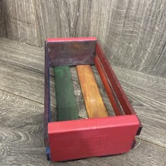 Rainbow painted Napa Valley Box 12 Music Cassette Tape Storage Wood Rack Crate
