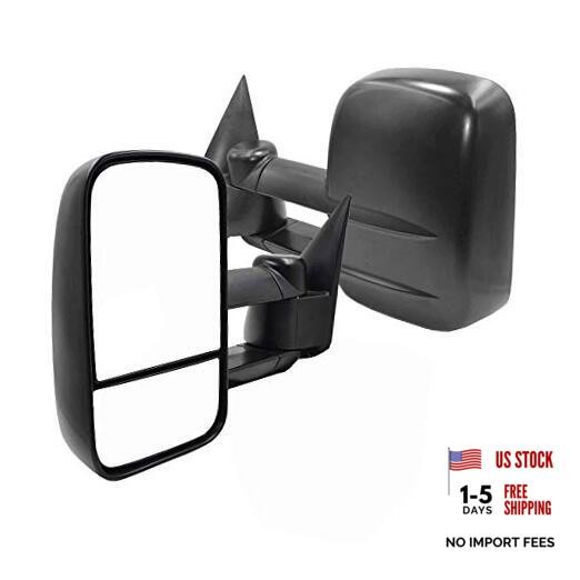 New Pair Towing Mirrors Manual Operated Textured Black Telescoping Trailer