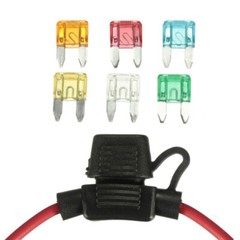 Car Automotive In-Line Mini Blade Fuse Holder 12V 20A + 5/10/15/20/25/30A Fuses