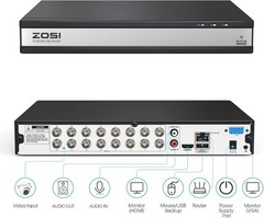 ZOSI H.265+ 8CH/16CH DVR for Security Camera System 1080P Recorder with HDD
