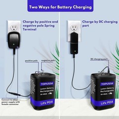 Rechargeable 6V Lantern Battery LiFePO4 4.5AH with Charger 1500+ Cycles