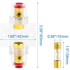 2 Packs Fuse Holders with 100A AGU/5AG Fuses, 4-8 Gauge AWG In-Line Car Amp Fuse
