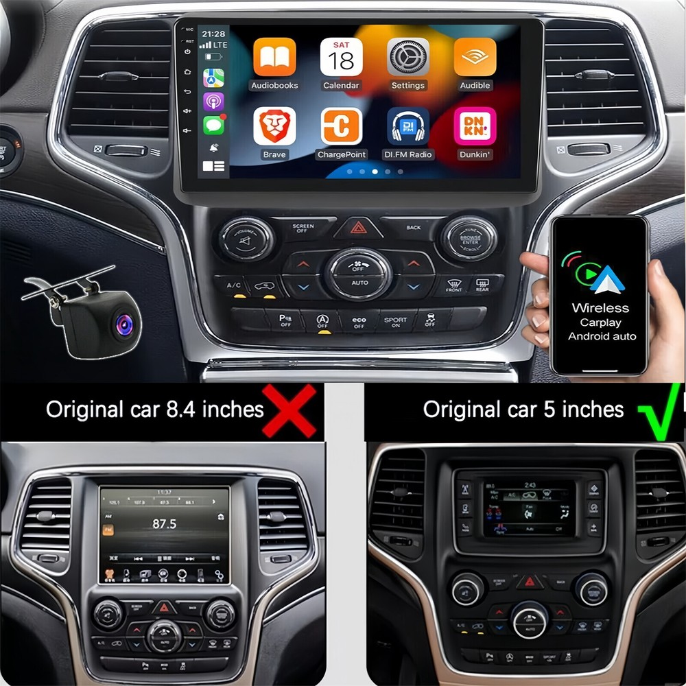 Android 13 Apple Carplay Car Stereo Radio GPS For Jeep Grand Cherokee 2014-2022
