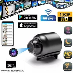 32GB SD Card, HD 1080P Mini Camera WiFi Camcorder Security Cam For Home