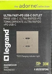 Legrand ARUSB30PDM4 ULTRA FAST + PD USB-C OUTLET *ULTRA FAST CHARGING