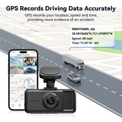 REDTIGER A6 3 Channel Dash Cam, 2.5K+1080P+1080P, 5.8GHz WiFi,3″ Touch Screen