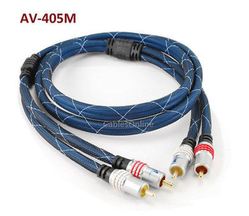 5ft Premium 2-RCA to 2-RCA M/M Audio Cable w/ Blue Mesh Jacket, Manhattan 317542