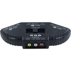 AV Composite RCA Selector Box Switch Splitter w/ Cable Cord Plug Fosmon 3 Port
