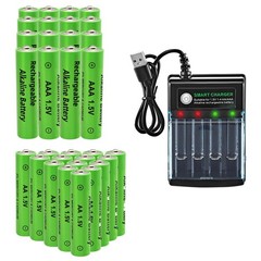 16PCS AA AAA Alkaline Batteries 3000mAh Rechargeable Battery 1.5V Smart Charger