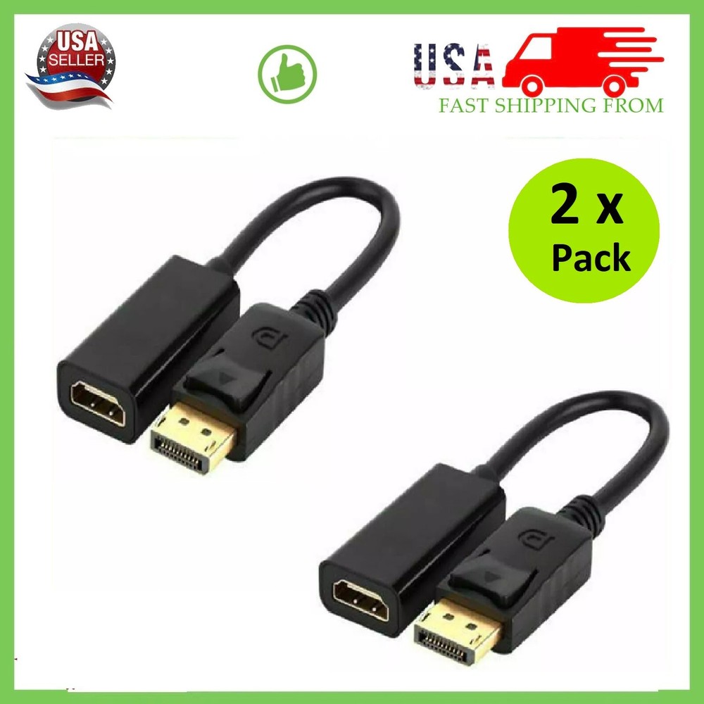 2X Display Port to HDMI Male Female Adapter Converter Cable DP to HDMI