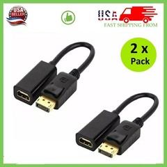 2X Display Port to HDMI Male Female Adapter Converter Cable DP to HDMI