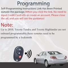 Key Fob Remote Control Compatible with Toyota 2004-2015 Tacoma/2007-2015