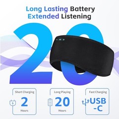 Sleep Headphones Bluetooth 6.0 Headband, 3-IN-Sleeping Headband 1 Black