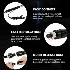 3-4FT RGB LED Whip Lights Spiral Antenna W/Flag & Remote APP For UTV ATV RZR