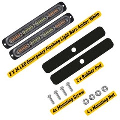 2pcs 24 LED Strobe Lights Emergency Flashing Warning Beacon Yellow Amber 12V EXV
