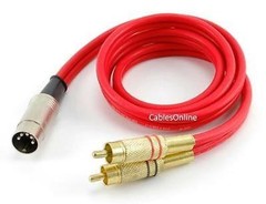 3ft 5-Pin DIN to 2-RCA Red Audio Cable, CablesOnline BO-203R