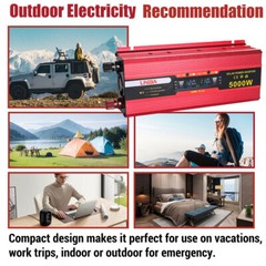 5000W 3000W DC 12V to AC 110V 120V Car Power Inverter Converter 2AC Socket & USB