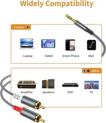 3.5mm to RCA Audio Cable 6.6FT AUX to 2 RCA Male Stereo Adapter for TV Phone Car