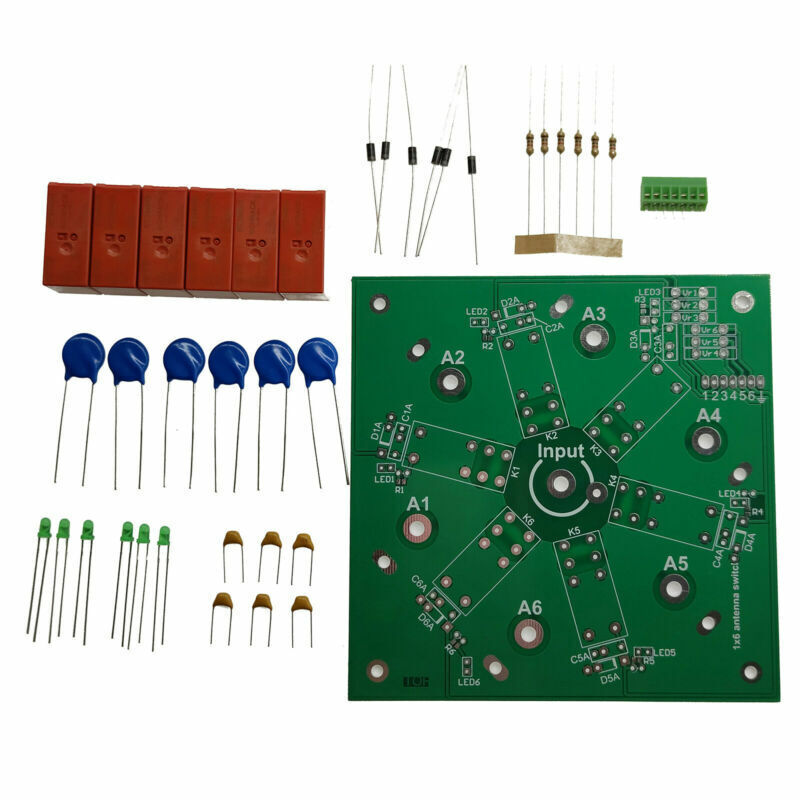 SO-239 6-way 1.8MHz-60MHz 6:1 Coax Remote Antenna Switch Module KIT or Assembled