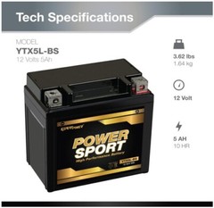 ExpertPower YTX5L-BS ATV Battery for E-TON All Models 90CC 2004-2013 Viper 90