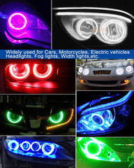 led 1-Pair 70MM 72SMD COB RGB LED Halo Ring Angel Eyes Universal for Motorcycle