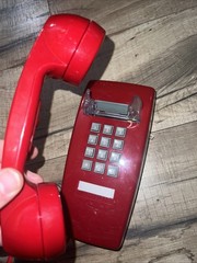 Cortelco 2554 Red Wall Phone Vintage Push Button Bell Ring Retro Mod TESTED USA
