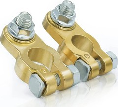 1 Pair Heavy Duty Brass Battery Terminal Connectors Top Post Clamp Set Car