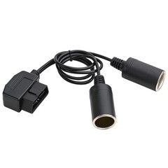 50cm Right Angle OBD2 Male to Dual Female Cigarette Lighter Connector with Switc