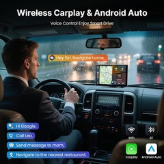 9 In Carplay Screen Wireless 4K Front Dash Cam 1080P Rear Backup Camera GPS Call
