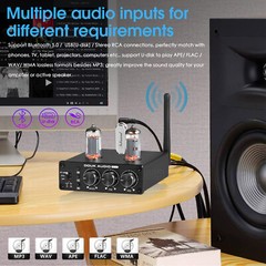 HIFI Tube Preamp with Bluetooth 5.0 Speaker Receiver Stereo Audio Amp USB Player
