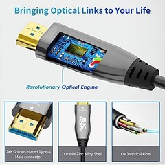 HDMI 2.1 Fiber Optic Cable – 50ft, 8K@60Hz, 4K@120Hz, 48Gbps, eARC Compatible…