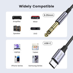 USB C to 6.35Mm 1/4 Inch TRS Cable 3.28Ft/1M,Type C to 1/4 Audio Adapter Aux Jac