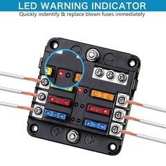 6 Way Fuse Block,12V Blade Fuse 6 Circuit ATC/ATO Waterproof Fuse Box Holder